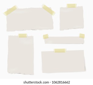 Set of paper different pieces of paper with transparent shadows isolated on white background.