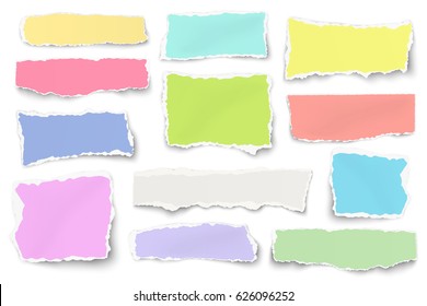 Set of paper different shapes and colors scraps isolated on white background