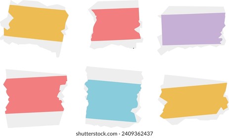 Set of paper different shapes ripped