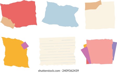 Set of paper different shapes ripped