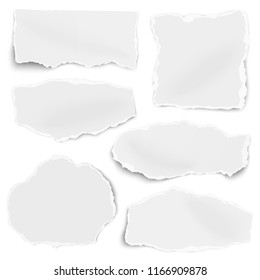 Set of paper different shapes scraps isolated on white background. Vector illustration.