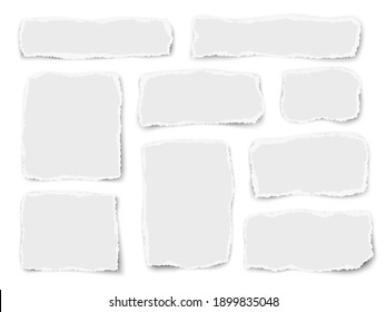 Set of paper different shapes scraps isolated on white background