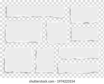 Set of paper different shapes scraps isolated on transparent background