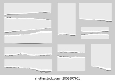 Set of paper of different shapes scraps isolated on gray background 