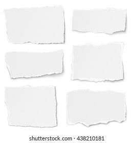 Set of paper different shapes tears isolated on white background