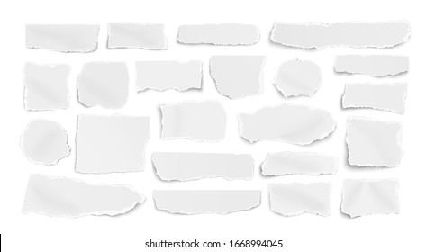 Set of paper different shapes vector scraps fragments isolated on white background