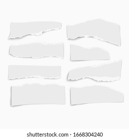Set of paper different tears scraps wisps isolated on white background