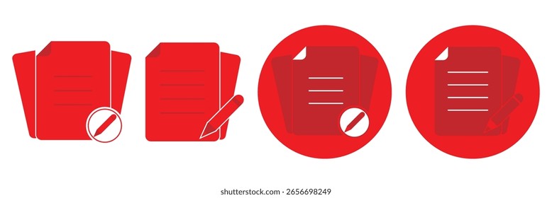 conjunto de documento em papel e ícone da área de transferência estilo da linha fina. controle de qualidade, lista de verificação, página do documento da área de transferência com marca de seleção, lupa, ícone de lápis. ícone do documento de assinatura ícone do vetor ilustração eps 10