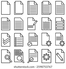 Set of Paper documents icon set, File icon, Folded written pape icon set vector illustrasion.