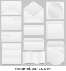 Set of paper envelopes, vector eps10 illustration (transparent shadows)