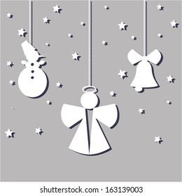 set paper figures on a background for Christmas
