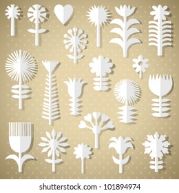 set of paper flowers