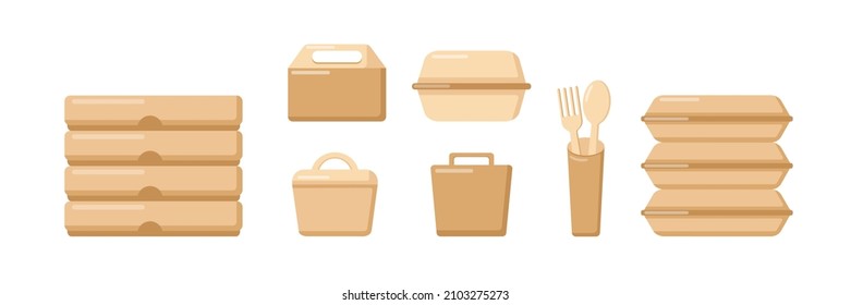 Set of paper food boxes