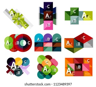 Conjunto de banners de opciones geométricas de papel, plantillas infográficas. Coloridos vectores de fondo o iconos abstractos