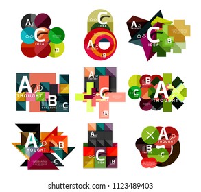 Conjunto de banners de opciones geométricas de papel, plantillas infográficas. Coloridos vectores de fondo o iconos abstractos