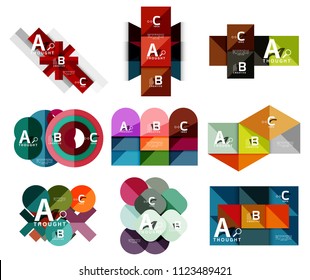 Set of paper geometric option banners, infographic templates. Vector colorful abstract backgrounds or icons
