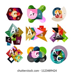 Set of paper geometric option banners, infographic templates. Vector colorful abstract backgrounds or icons