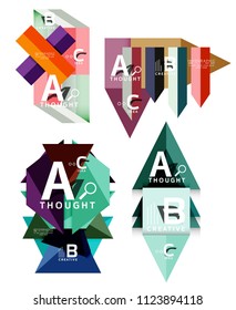 Set of paper geometric option banners, infographic templates. Vector colorful abstract backgrounds or icons