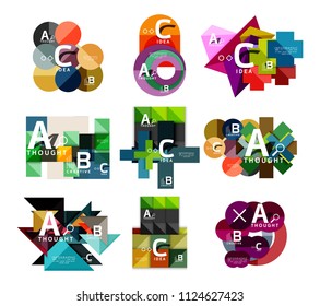 Conjunto de banners de opciones geométricas de papel, plantillas infográficas. Coloridos vectores de fondo o iconos abstractos