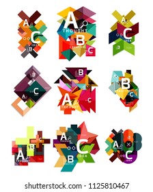 Conjunto de banners de opciones geométricas de papel, plantillas infográficas. Coloridos vectores de fondo o iconos abstractos