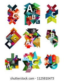 Conjunto de banners de opciones geométricas de papel, plantillas infográficas. Coloridos vectores de fondo o iconos abstractos