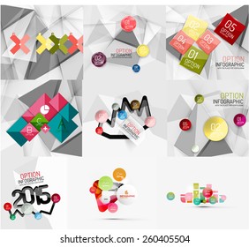 Set of paper graphic infographic modern templates, banners, business backgrounds and presentations