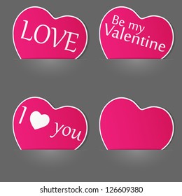 Set of paper hearts. Vector illustration.