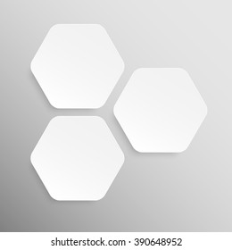 Set of paper hexagon banners template for business design, infographics. Vector illustration eps10.