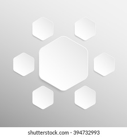 Set of paper hexagon banners template for business design, infographics. Vector illustration eps10.