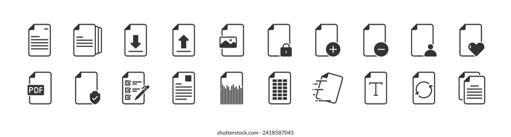 set of paper icon, office, document