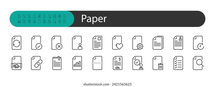 conjunto de iconos de papel, documento, oficina