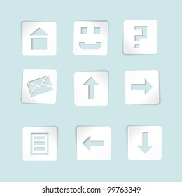 Set of paper icons on blue background. Vector illustration