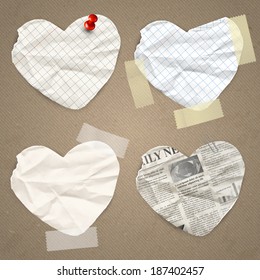 Set of paper label in the shape of heart