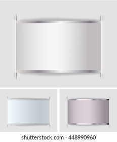 set of paper labels with metallic border. vector illustration