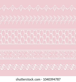 set of paper lacy borders on the pink background