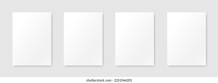 A set of paper layouts with a shadow highlighted on a light gray background. Vector layout design made of blank paper. Web banner. Vector illustration.