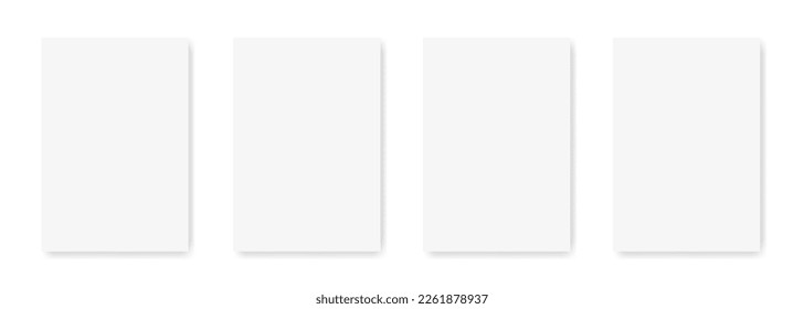 Eine Reihe von Papierlayouts mit einem Schatten auf hellweißem Hintergrund. Vektorgrafik-Layout-Design aus leerem Papier. Webbanner. Vektorgrafik.
