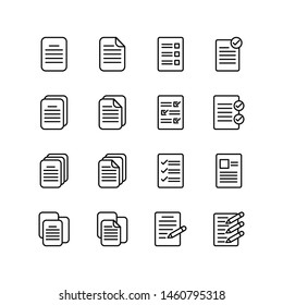 Set of paper line icon design, black outline vector icons, isolated against the white background, education mark vector illustration.