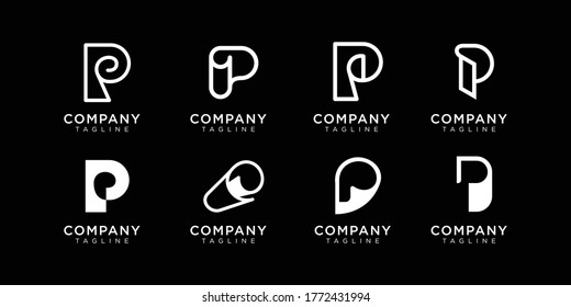 set of paper logo of P design unique lettermark design preium bundle