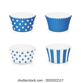 Set of paper mold for cupcake. Utensil for baking cake. Isolated on white background. Eps10 vector illustration.