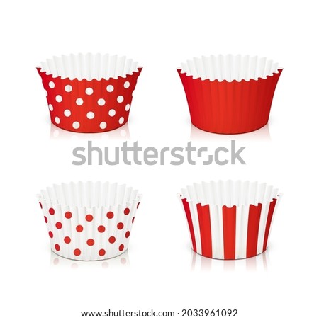 Set of paper mold for cupcake. Utensil for baking cake. Isolated on white background. Eps10 vector illustration.