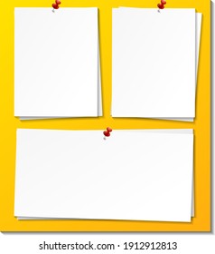 Set of paper note with push pin illustration