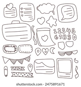 set of paper notes isolated on white background. stationary element