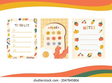 Set Of Paper Notes And Mood Tracker.