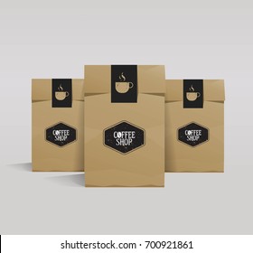 set paper packaging mock up. coffee shop and restaurant.