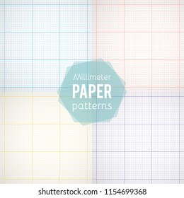 Set: paper patterns. Millimeter papers in different colors. Vector illustration