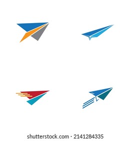 set of Paper Plane aircraft trail Signature Icon Logo Design