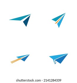 set of Paper Plane aircraft trail Signature Icon Logo Design