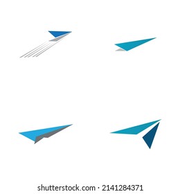 set of Paper Plane aircraft trail Signature Icon Logo Design