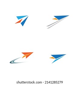set of Paper Plane aircraft trail Signature Icon Logo Design
